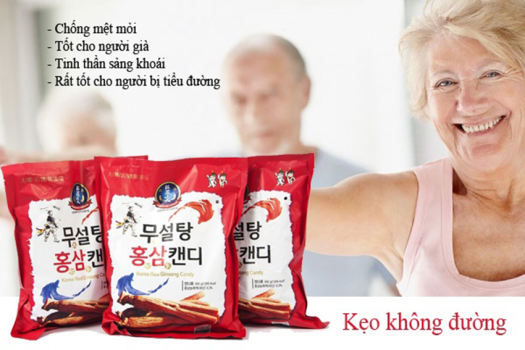 Kẹo Sâm Không Đường Đỏ 365 Hàn Quốc Gói 500gram - Kẹo Dùng Đường Cho Người Bị Tiểu Đường  (500g)