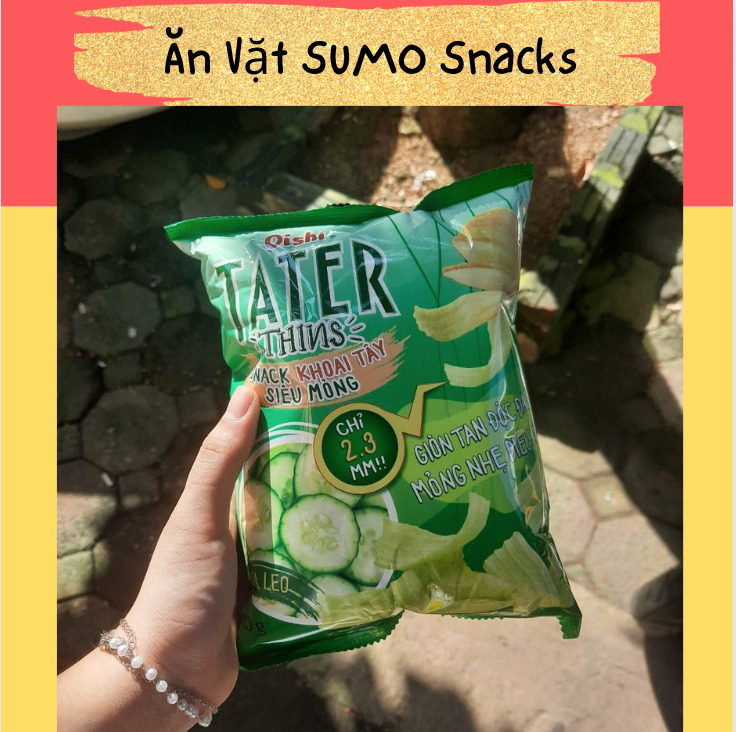 Bim Bim Snack Oishi Khoai Tây Siêu Mỏng Vị Dưa Leo Oishi gói 35/40g-Ăn Vặt Sumo Snack