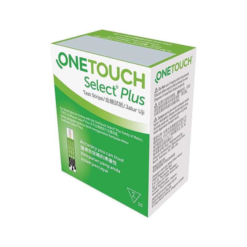 one touch select plus glucometer test strips box of 25