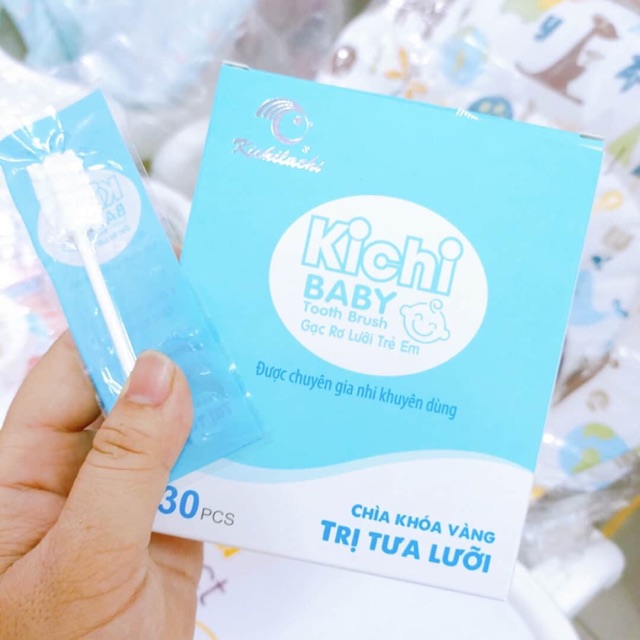 Que rơ lưỡi siêu sạch KICHI, [ hộp đủ 30 cây ] rơ lưỡi an toàn, bé thích thú và vệ sinh cho bé - Soleil shop