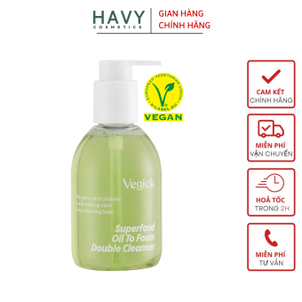 Sữa Rửa Mặt Thuần Chay Vegick Superfood Oil To Foam Double Cleanser 195ml Tẩy Trang Làm Sạch Sâu