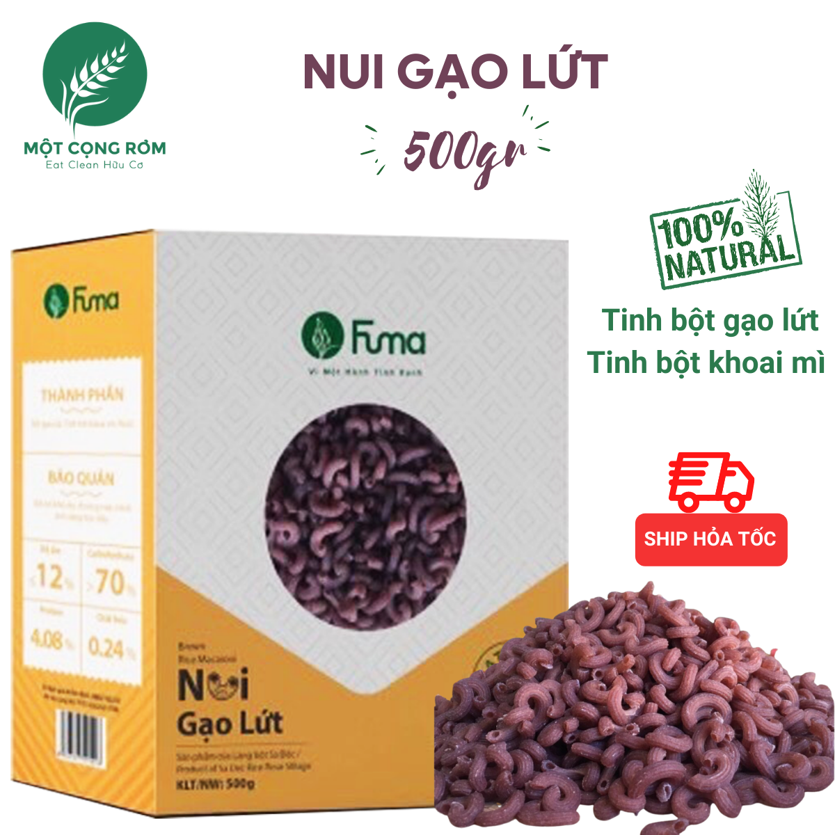 Nui gạo lứt FUMA 500gr nui lứt giảm cân, ăn kiêng tốt cho sức khỏe