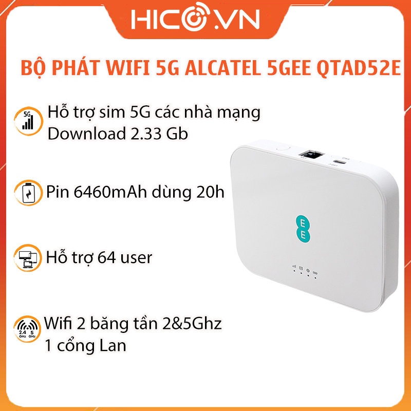 Bộ Phát Wifi Cầm Tay 5G Alcatel 5GEE tốc độ 2.33Gbps