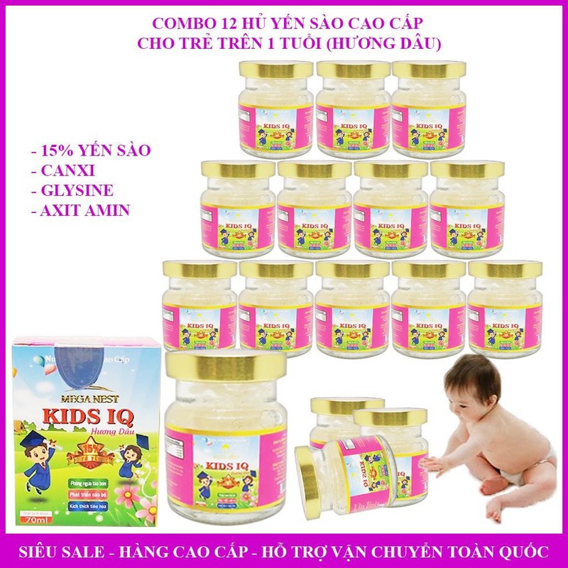 COMBO 12 HỦ YẾN SÀO CAO CẤP 15% THIÊN NHIÊN YẾN CHO TRẺ BIẾNG ĂN CHẬM LỚN THẤP CÒI 70ML - MEGA NEST