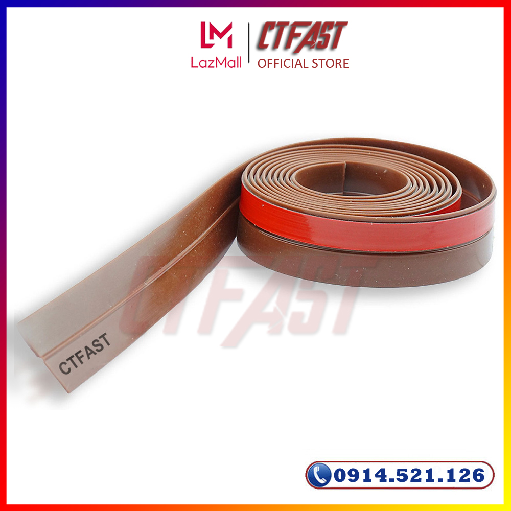 Ron Dán Chân Cửa CTFAST Silicone Cao Cấp Cuộn Màu Nâu 2m, Ngăn Bụi, Chống Ồn Độ Bám Siêu Chắc Chắn, Ngăn Côn Trùng Hiệu Quả - CTFAST STORE