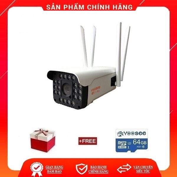 Camera ngoài trời chống nước kết nối wifi Yoosee 4 râu 5.0MP Full HD 20 đèn trợ sáng đàm thoại 2 chiều, có màu ban đêm