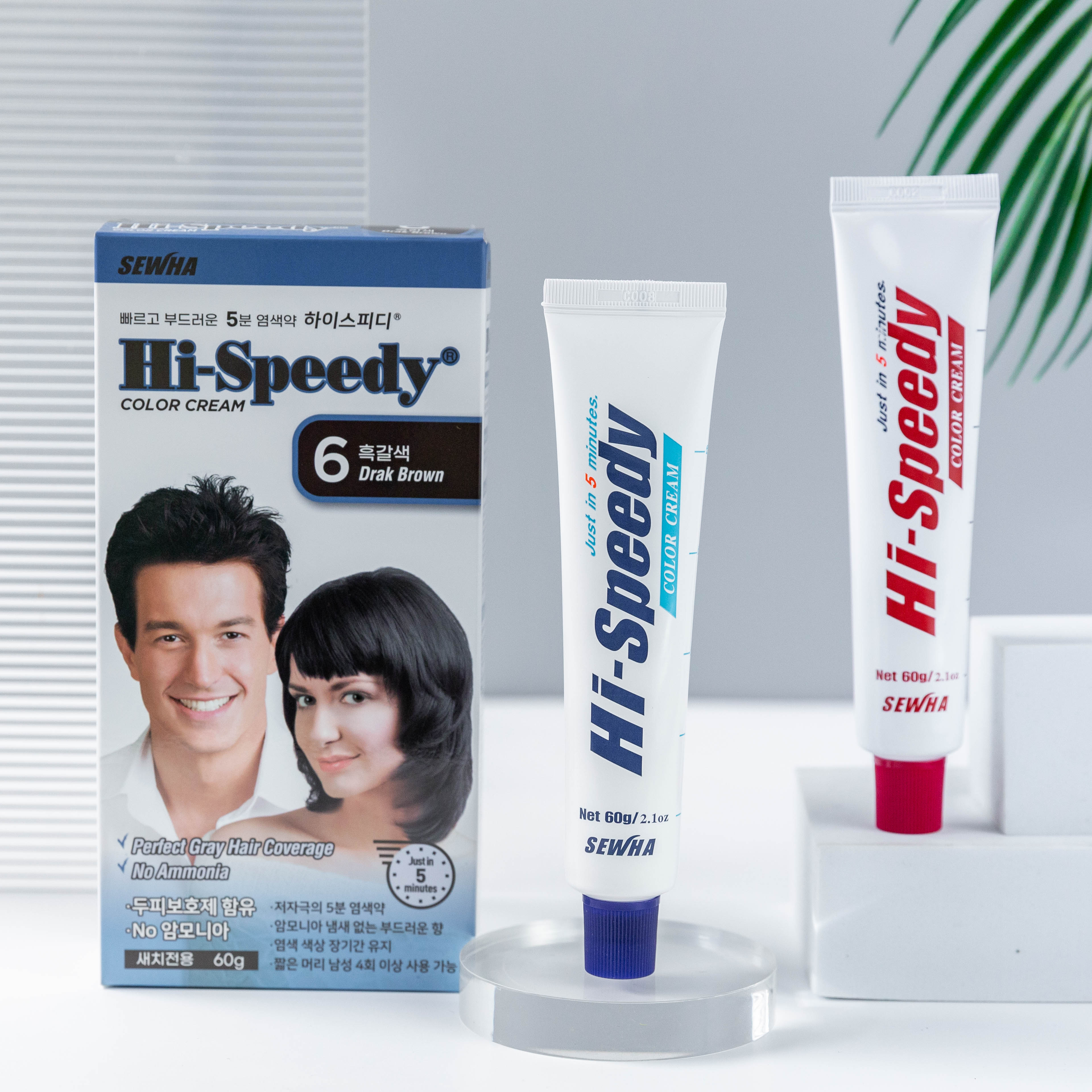 Thuốc nhuộm tóc phủ bạc thảo dược Hi-Speedy Color Cream Hàn Quốc 60G