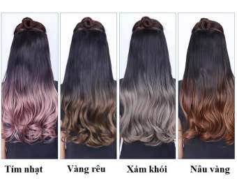 Tóc giả kẹp nửa đầu ombre K-J19, màu [nâu vàng] tóc giả nữ