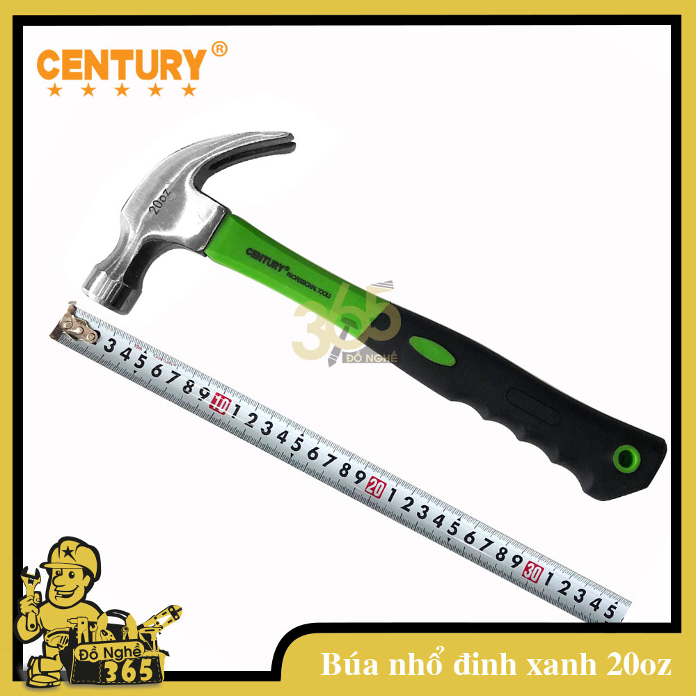 Búa nhổ đinh CENTURY 20OZ (815g) cán nhựa xanh, búa chuyên đóng và nhỗ đinh nạy đinh dùng cho các công trình xây dựng, trong gia đình