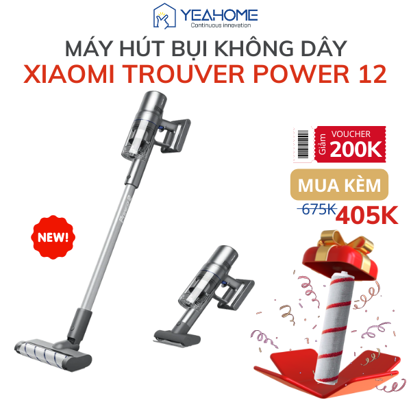 Máy Hút Bụi Cầm Tay Không Dây  Trouver Power 12 Siêu Nhẹ Động Cơ 450W, Lực Hút 24000Pa