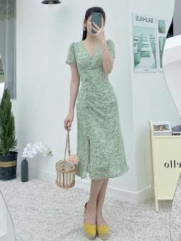 Váy nhún lệch cúc dừa 2VA01505XL Lep'