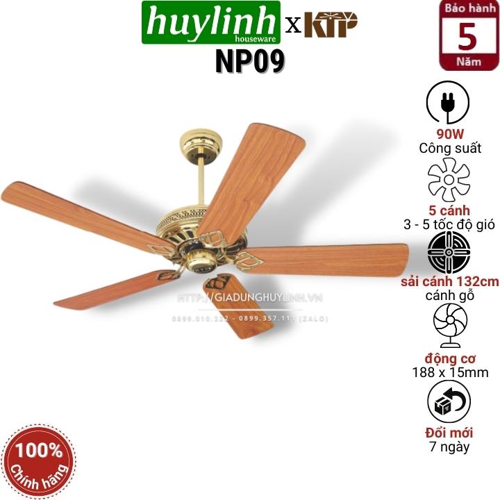 Quạt trần 5 cánh gỗ kim thuận phong ktp np09