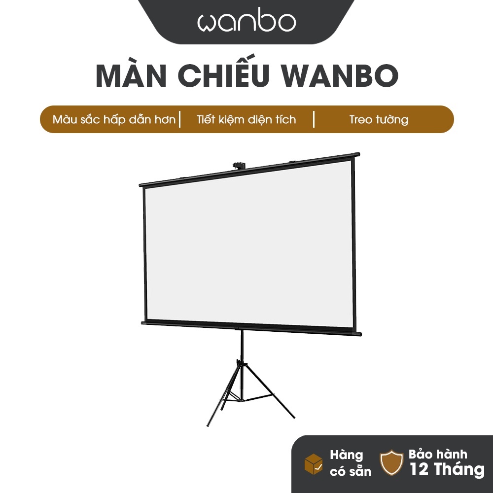 Màn chiếu Wanbo 100 inch chất lượng ảnh full HD hỗ trợ chân đứng và treo tường nhỏ gọn