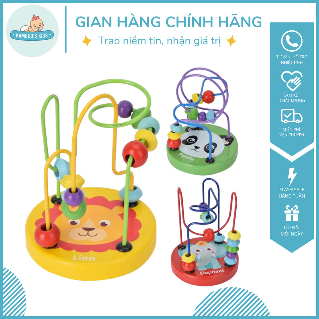 Đồ Chơi Luồn Hạt Cho Bé - Giúp Trẻ Luyện Kỹ Năng Tay, Suy Nghĩ Logic, Học Đếm - Đồ chơi gỗ luồn hạt gỗ, luồn hạt gỗ, dây luồn chuỗi hạt, bộ luồn hạt gỗ, đồ chơi gỗ, đồ chơi trí tuệ - Bamboo's Kids