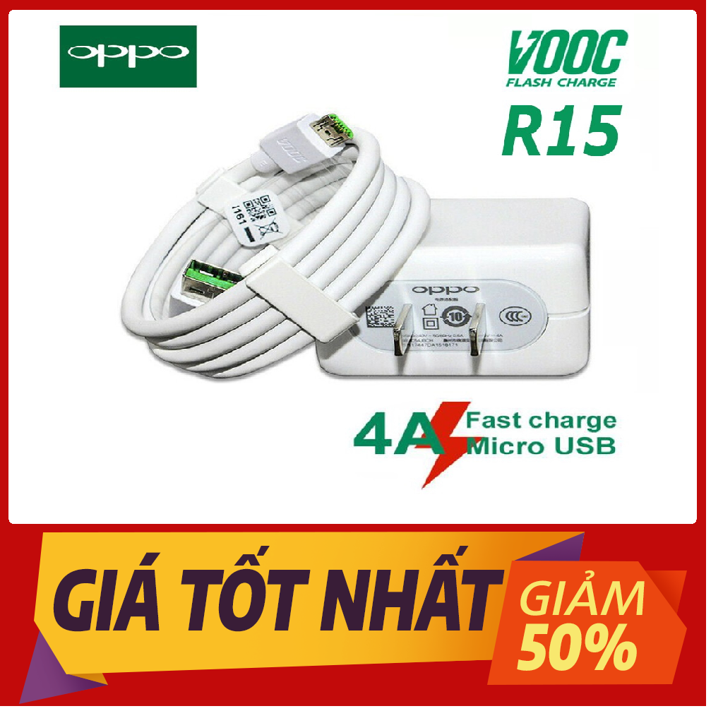 Bộ sạc vooc oppo r15 - 5v 4a - chân micro usb - hàng cao cấp - sạc oppo