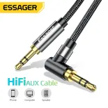 Giắc cắm âm thanh Essager Cáp 3.5mm Nam đến Nam Dây loa 90 Cáp AUX góc phải của Apple cho Đường dây mở rộng tai nghe Xiaomi