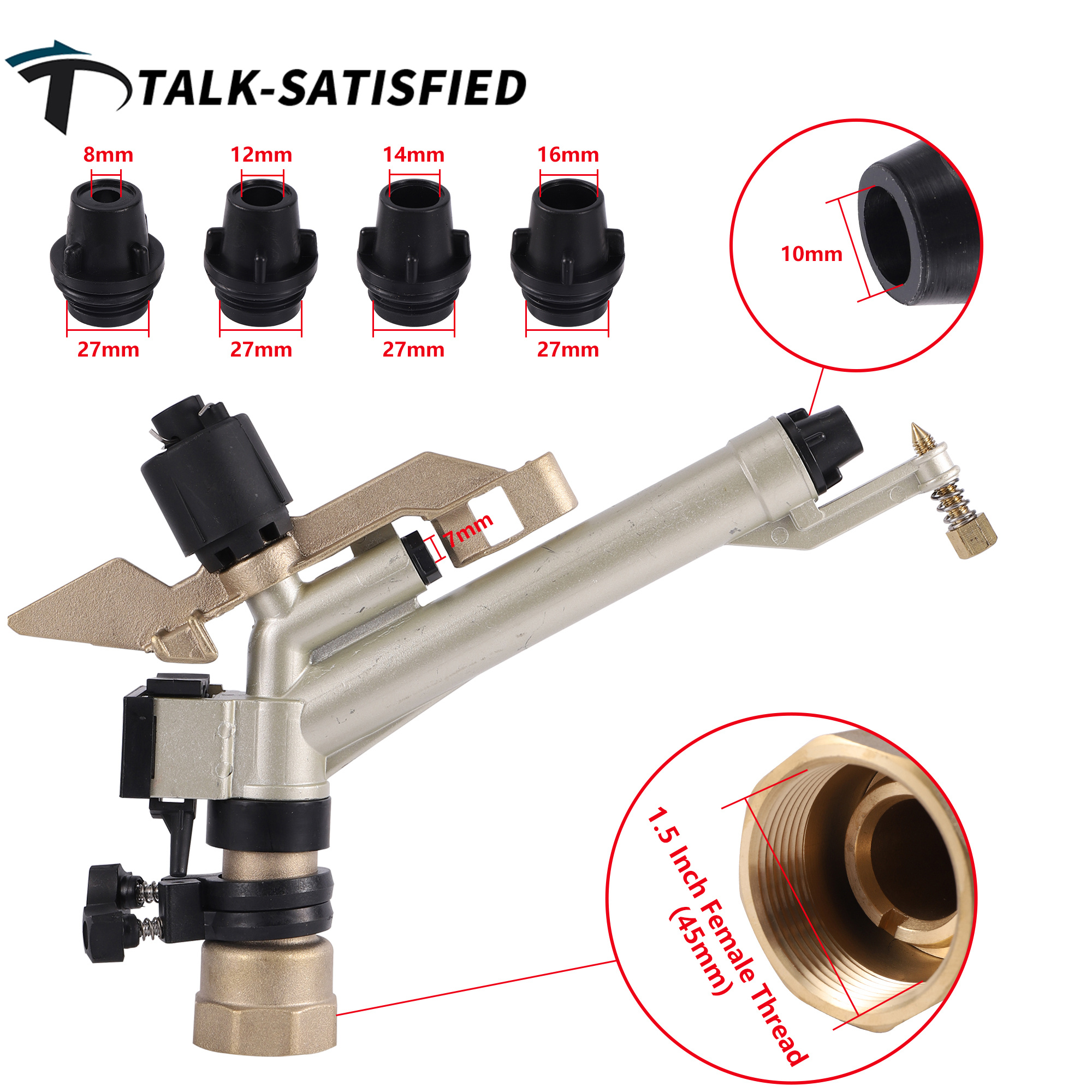 Garden Irrigation 1.5" Female Thread Long Distance Sprinkler nozzle with 4pc Nozzle Garden Irrigation 1.5 Inch Female Thread Long Spray Distance Sprinkler With 4pcs Nozzles Head Big Covering Range Watering nozzle ราคา 1,886 บาท*ส่งฟรี