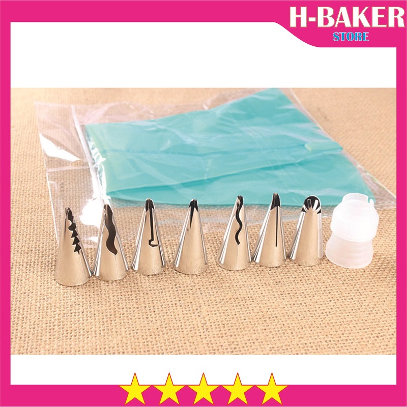 Đui bắt kem làm bánh sinh nhật hình váy búp bê combo 9 dụng cụ làm bánh - cbduivay9p