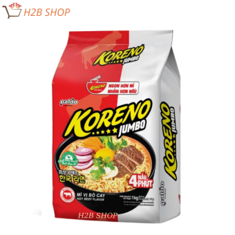 MÌ HÀN QUỐC KORENO JUMBO túi 1kg (10 gói x 100g) Mì nấu 4 phút, cay 7 cấp độ