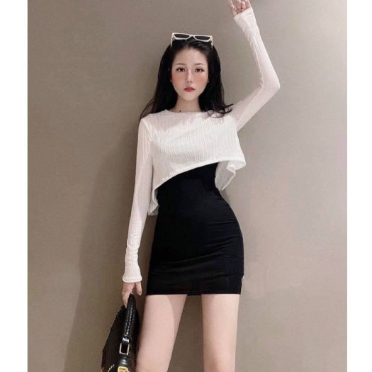 Set đầm body 2 món thun gân chất đẹp