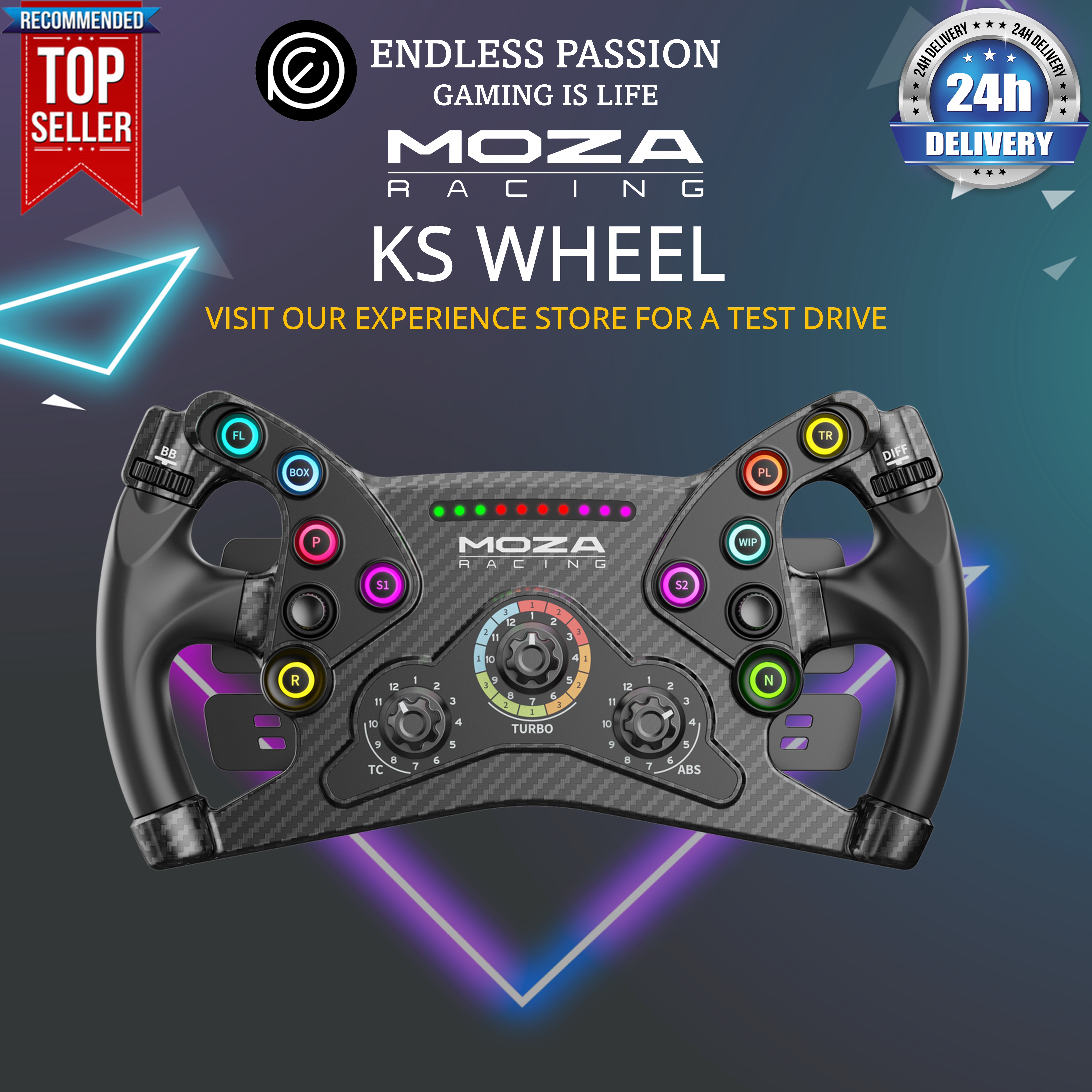 Moza R5 Direct Drive Sim Racing Wheel Bundle - Black (RS20) for sale online