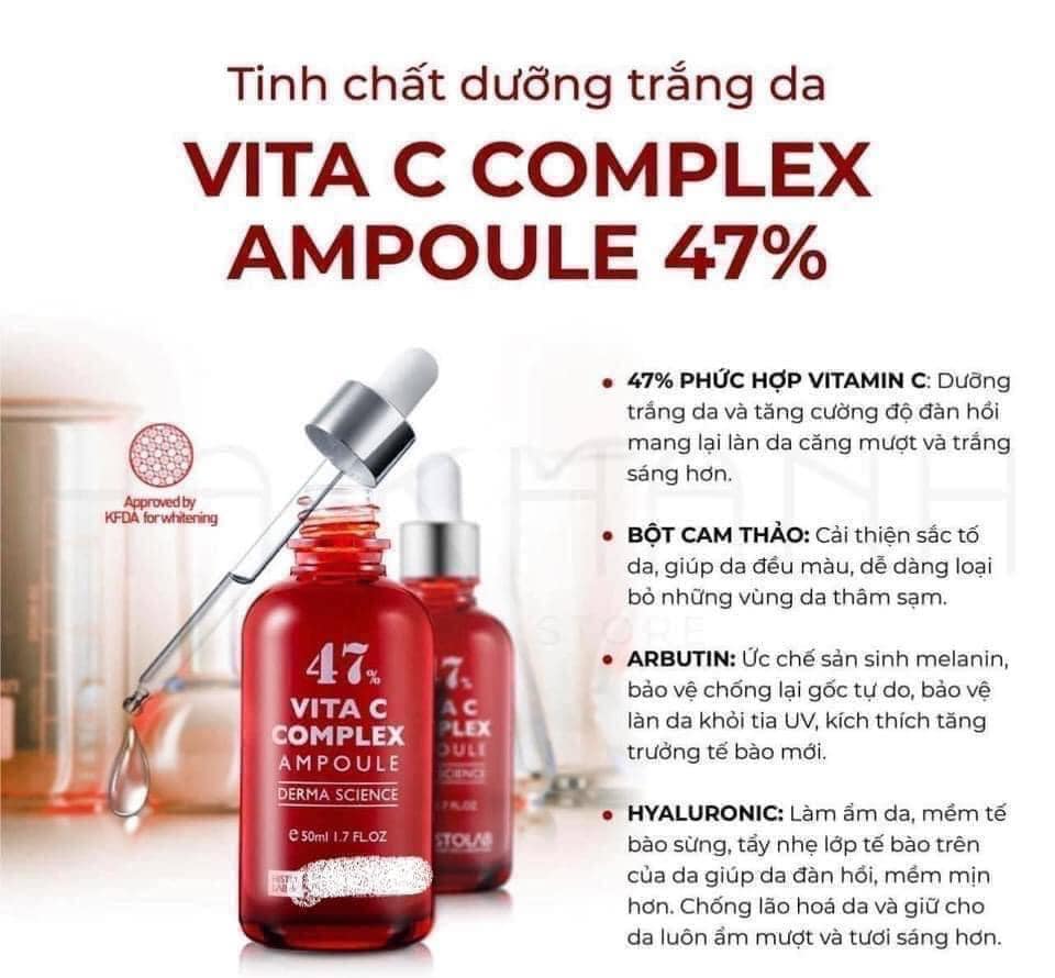Tinh chất vitamin c dưỡng trắng, mờ thâm, se lỗ chân lông histolab 47% vita c complex ampoule derma science, serum c histolab - 50ml