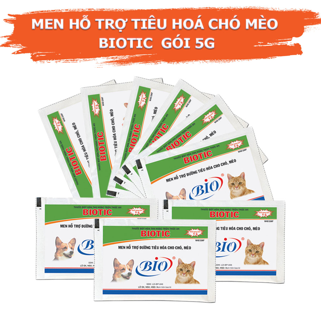 Men tiêu hoá Biotic chó mèo, Men hỗ trợ tiêu hóa cho chó mèo gói 5g