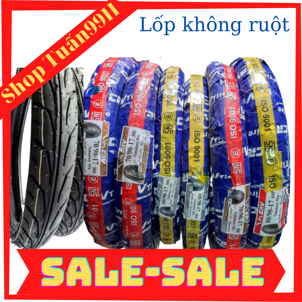 VỎ ( LỐP ) CRV CHÍNH HÃNG KHÔNG RUỘT 60/90-17, 70/90-17, 80/90-17