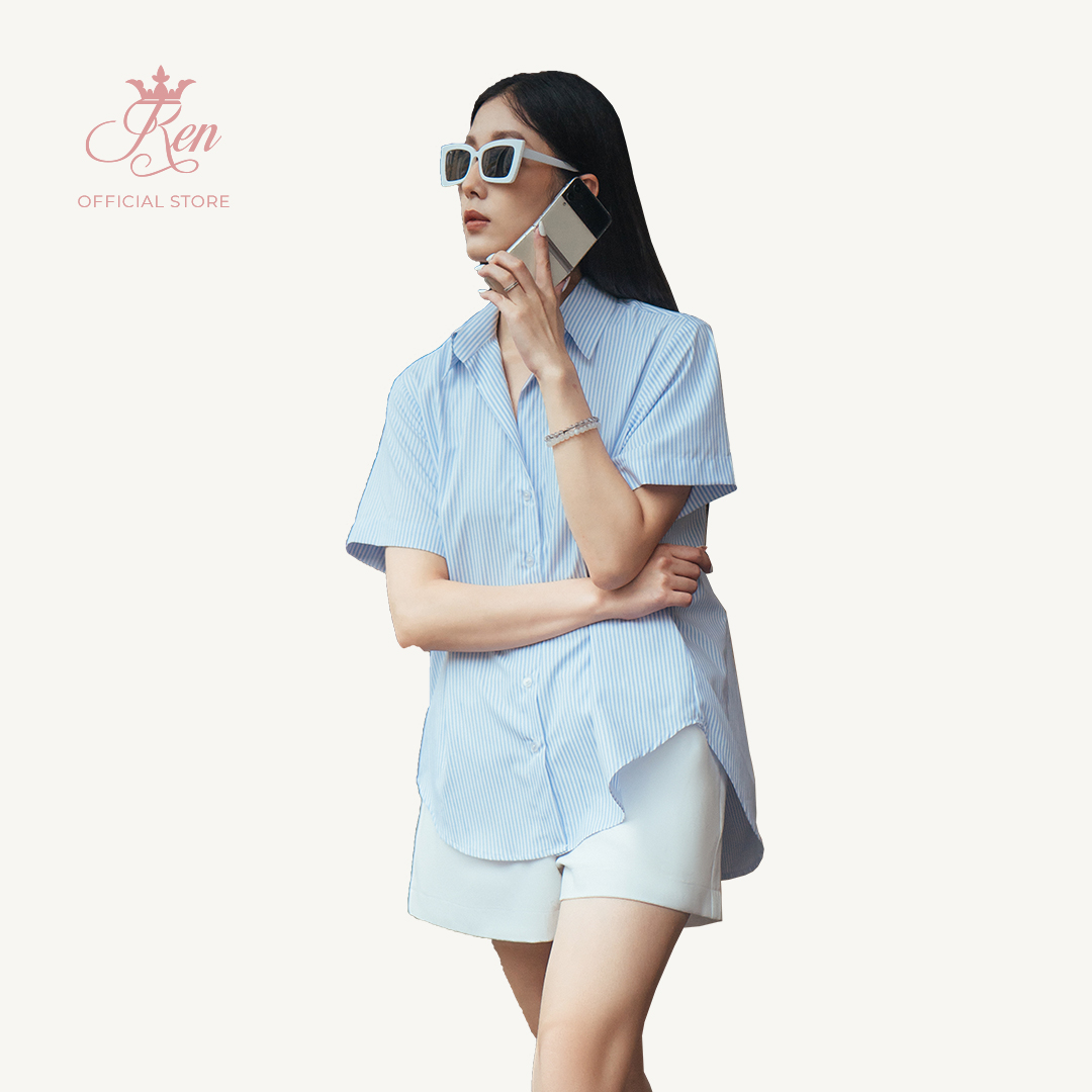 Ren by tee - áo sơ mi ngắn tay sọc