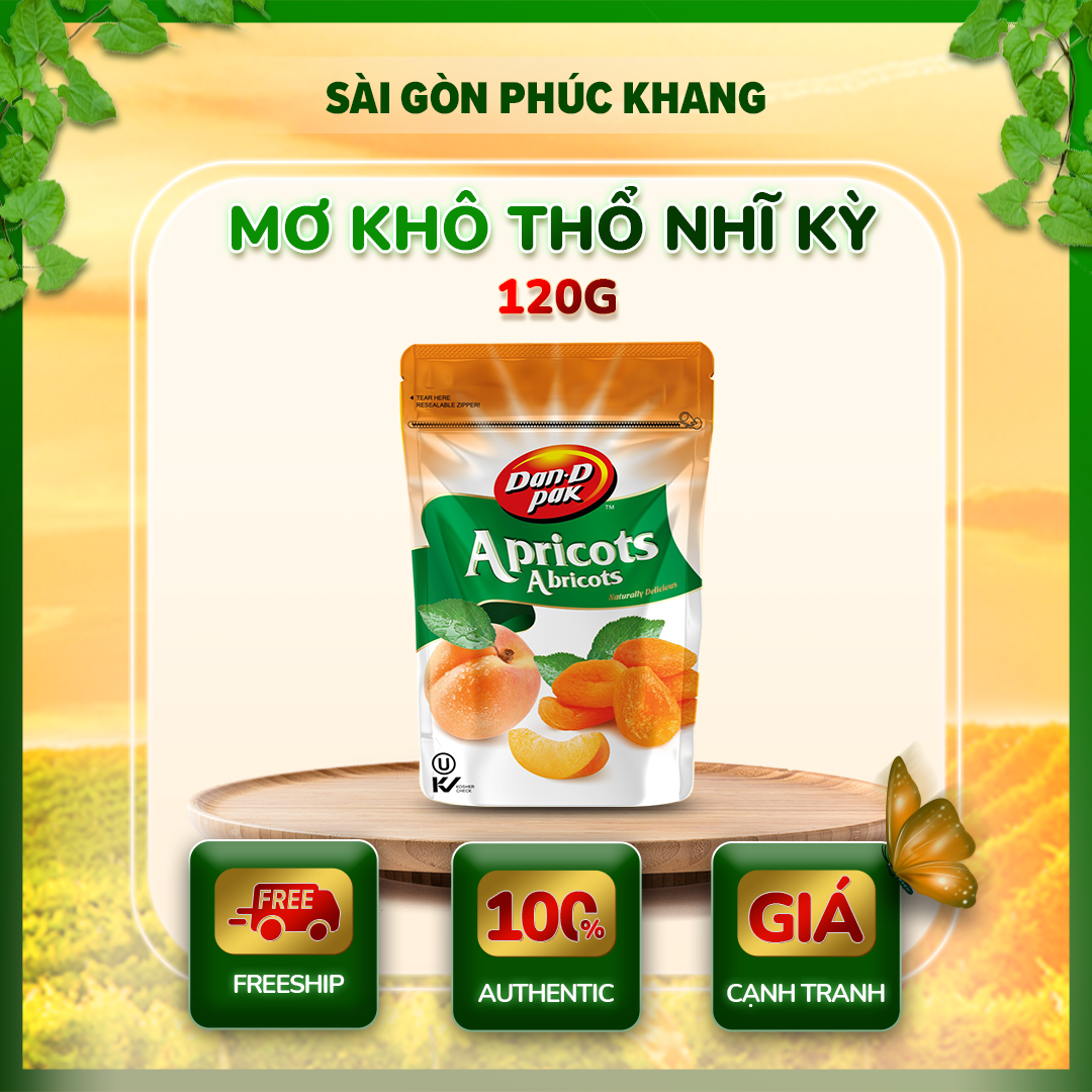 MƠ KHÔ THỔ NHĨ KỲ 120gr - Dried Apricots 120gr DAN.D.PAK,KHÔNG CHẤT BẢO QUẢN,KHÔNG ĐƯỜNG,HỖ TRỢ TIÊU HÓA TỐT