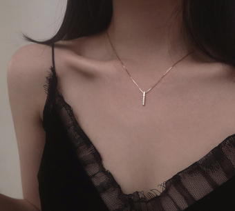 Dây chuyền nữ bạc Ý mặt thanh đính đá - Vòng cổ bạc nữ