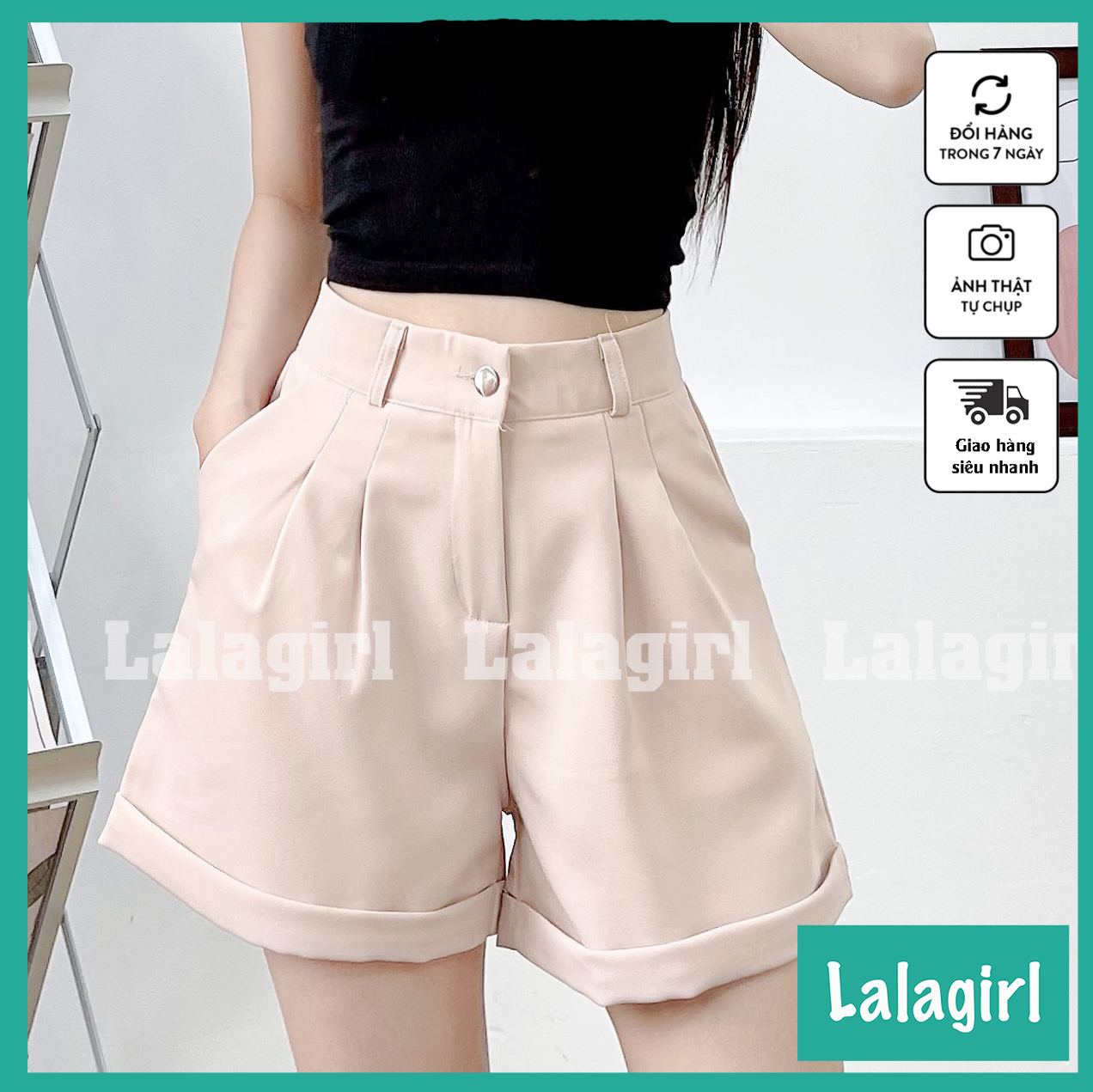 Quần short nữ gập gấu
