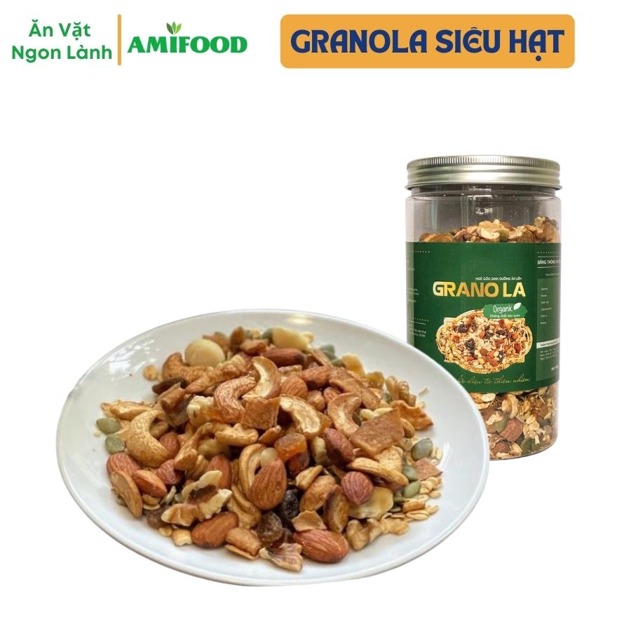 Granola siêu hạt amifood, ngũ cốc ăn kiêng giảm cân - 500gram