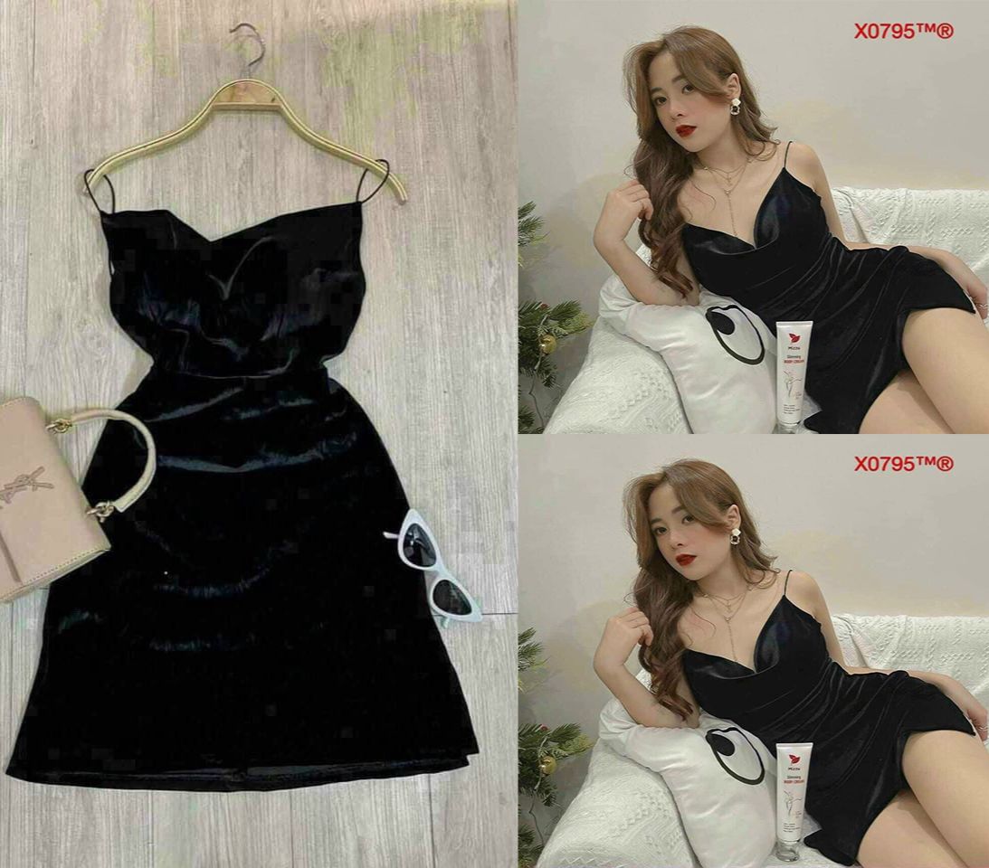 [Hàng Hot] Đầm Váy Nữ 2 Dây Cổ Đổ Lụa SaTin Cao Cấp ( Có Mút Ngực ) Thời Trang Kiểu Cách Đi Chơi, Đi Dự Tiệc D.ONE FASHION, Mẫu Free Size (40-55Kg) Mặc Vừa