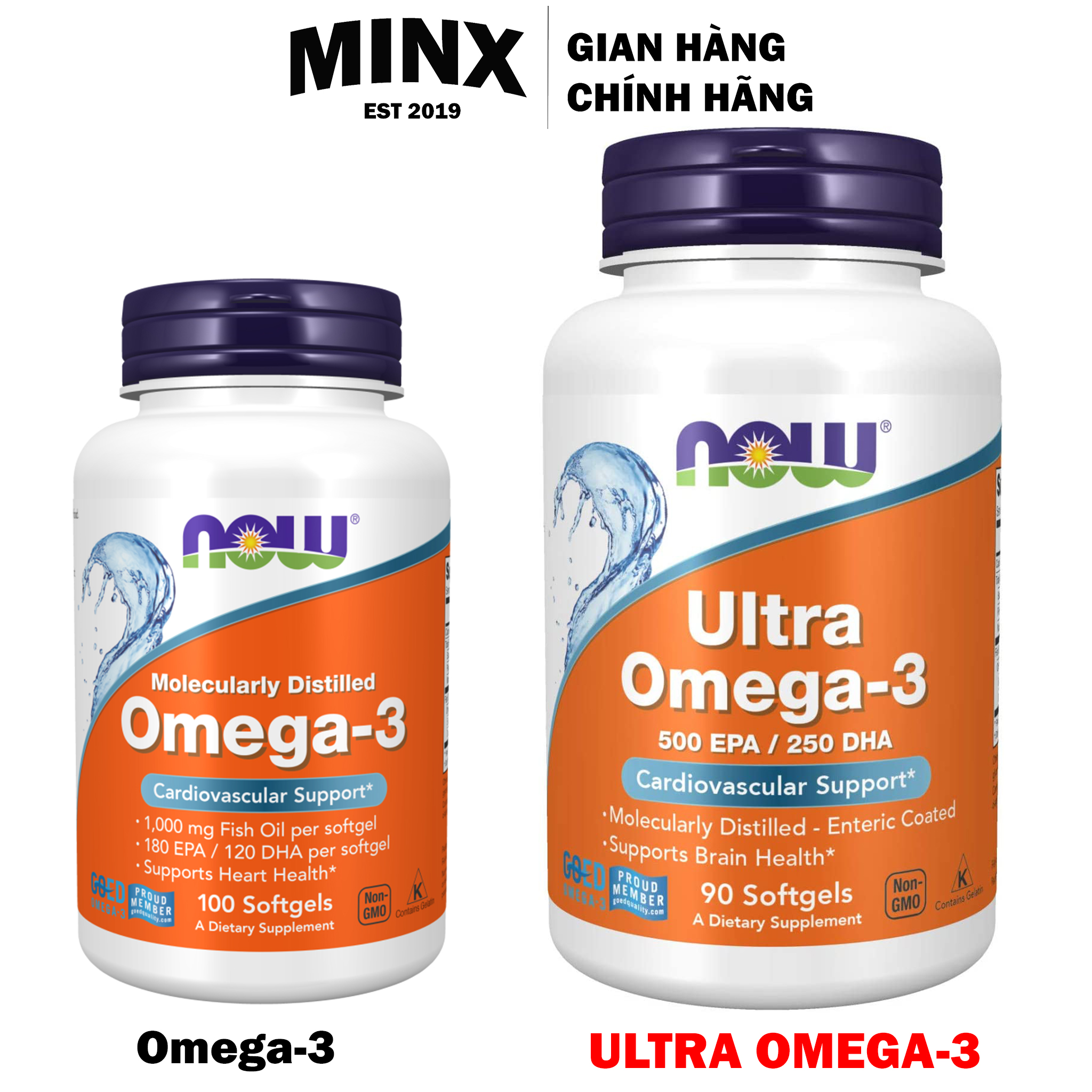 Viên uống Now Omega 3 EPA DHA - Now  Ultra Omega-3 Omega3 Fish Oil - Dầu cá nâng cấp - MINX Store