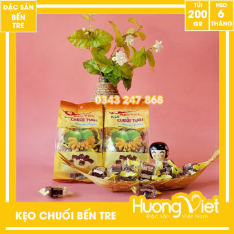 Kẹo chuối tươi Bến Tre 200g, đặc sản Bến Tre kẹo chuối miền tây 200g