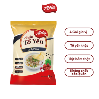 Cháo Tổ Yến Thịt Bằm Aloha- Ăn liền - Gói 50gr - Thùng 30 gói