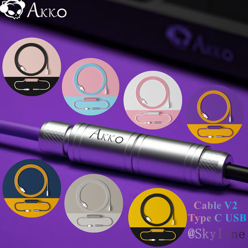 Cáp AKKO V2 Dây Cáp Cuộn Bàn Phím Cơ Dây Cáp Cổng Usb Tùy Chỉnh Loại C Cáp Cuộn Phi Công Cho Phụ Kiện Bàn Phím Chơi Game