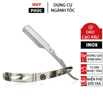 Cán dao cạo râu Barber, dao cạo lông mặt mày Barber cán inox thay lưỡi họa tiết cao cấp CDL