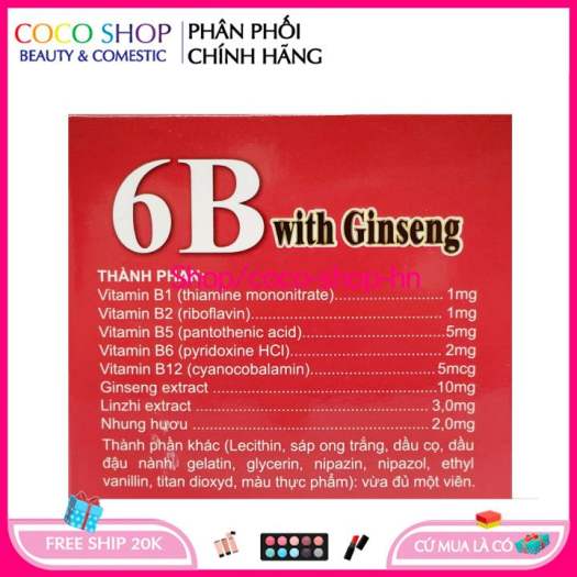Vitamin tổng hợp 6B With Ginseng bồi bổ cơ thể, tăng sức đề kháng cho trẻ em người lớn Hộp 100 viên