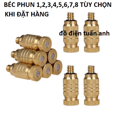 Béc phun sương bằng đồng số 1-2-3-5-6-8 kết nối ống phi 8mm béc phun sương làm mát tưới lan đầu béc phun sương đồng