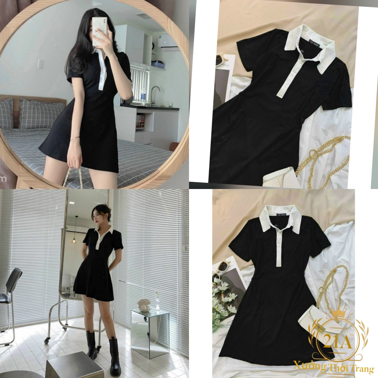 Đầm polo nữ đen dáng ôm váy nữ ngắn body ngắn từ maianh18 shop