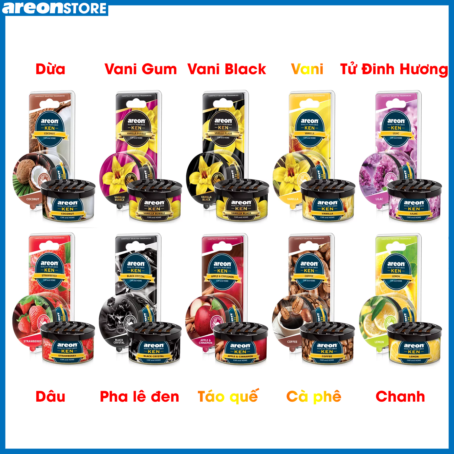 Sáp Thơm Ô Tô AREON Khử Mùi Cao Cấp [Nhiều mùi hương]