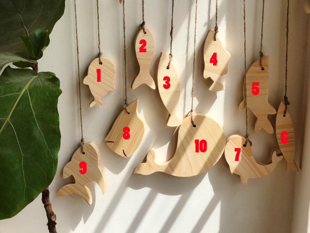 Cá gỗ decor chưa tô màu bằng gỗ thông trang trí nhà cửa, đồ chơi gỗ an toàn cho bé tô màu sáng tạo