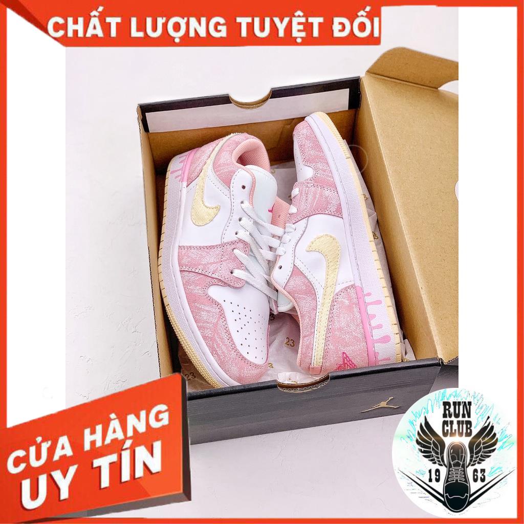 [VIDEO ẢNH THẬT + HỘP BẢO VỆ+ FREESHIP} giầy thể thao Air Jordan 1 Low Paint Drip - Strawberry Ice Cream (GS) hồng thời trang nữ