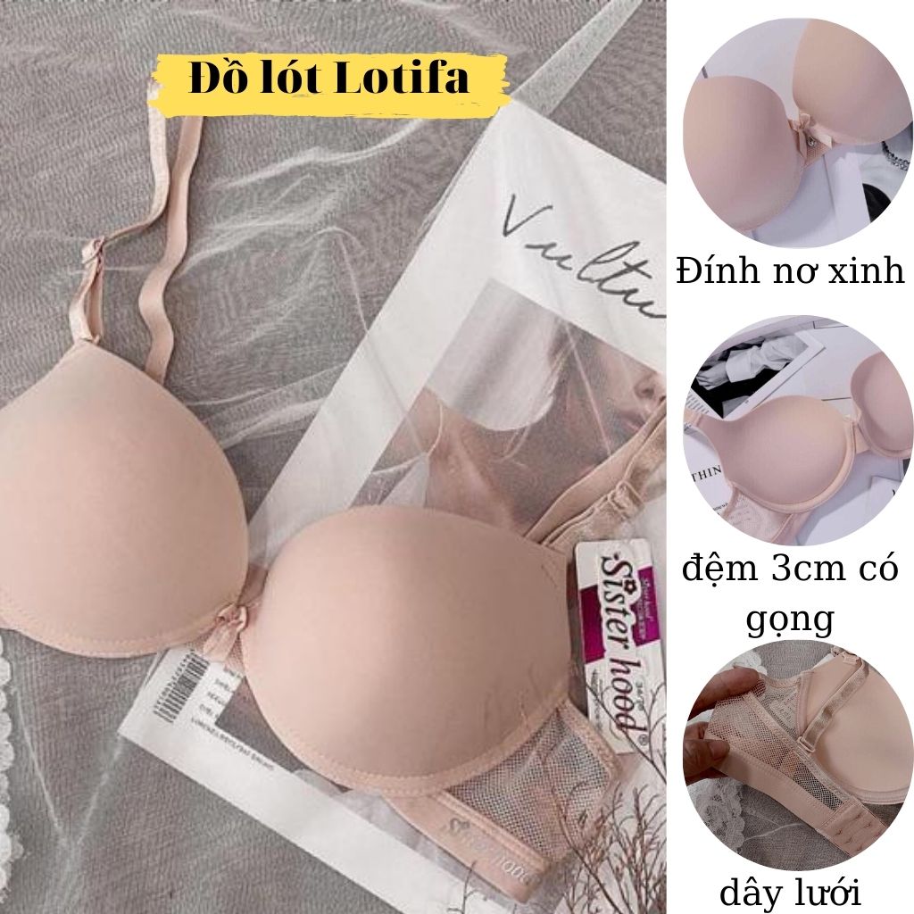 Ngực nâng ngực, áo lót dây lưới có gọng đệm 3cm chất su mềm mịn - Áo ngực cao cấp Lotifa