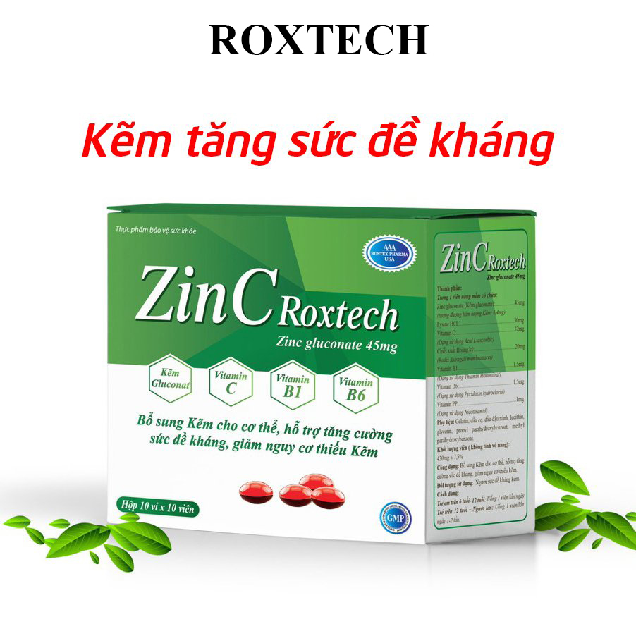 Viên kẽm zinc gluconate vitamin C B PP giúp tăng cường sức đề kháng tăng cường sức khỏe - Hộp 100 viên