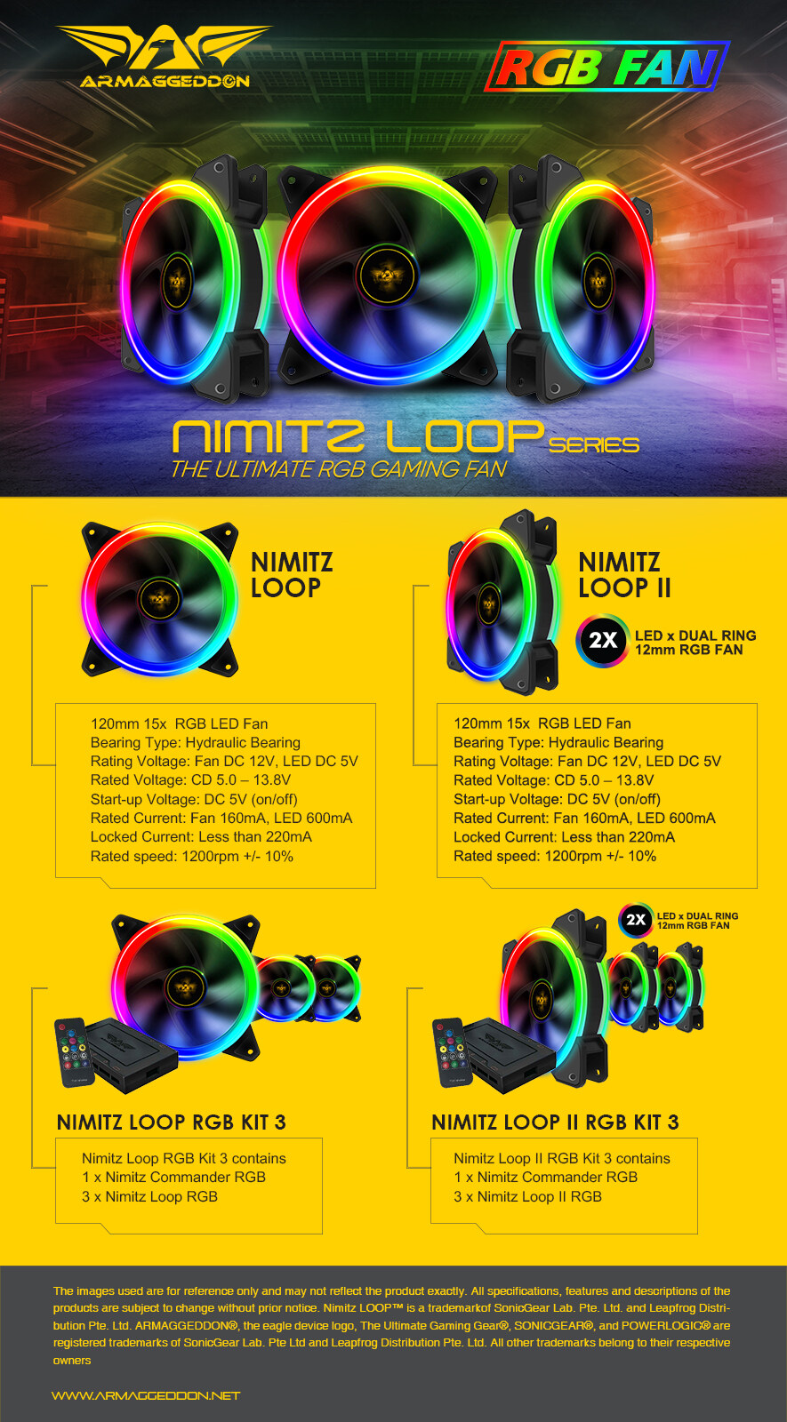 Armaggeddon Nimitz Loop RGB PC Fan 16.8 million colours Hydraulic Bearing 120mm 15x RGB LED 1200RPM 6 Pin Connector: Buy Online at Best Prices in SriLanka | Daraz.lk