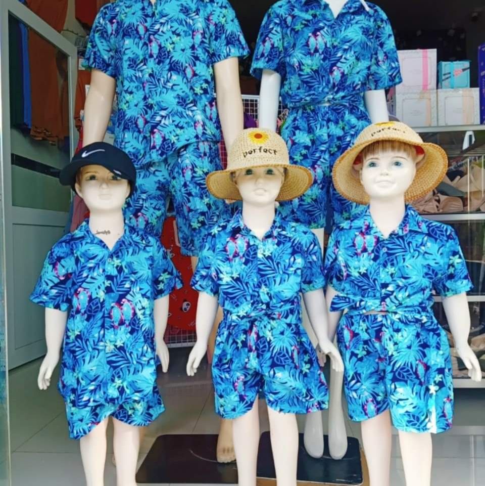 👨‍👩‍👧‍👦Quần áo trái cây đi biển - Mẫu hoa quả, Vải kate thái loại 1