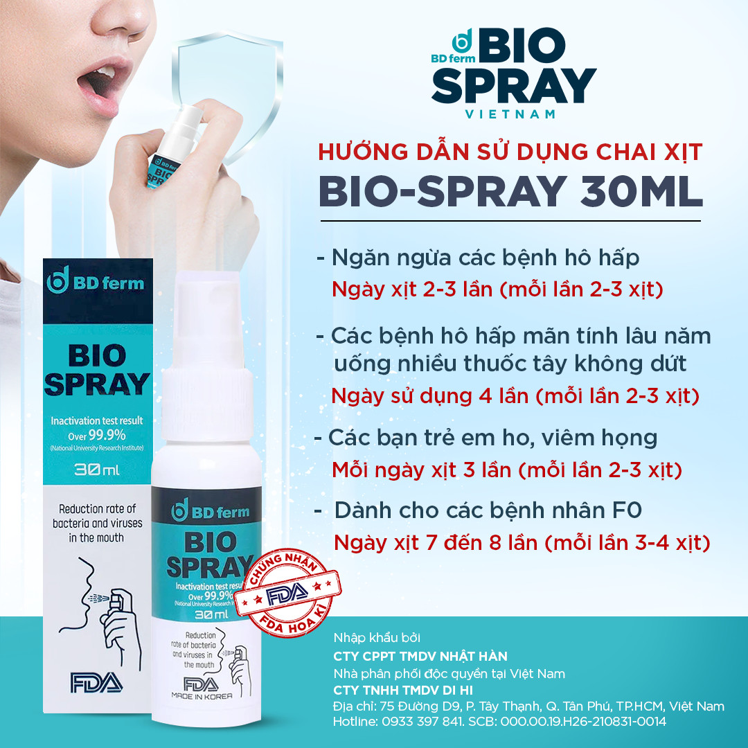 Xịt họng sinh học bd ferm bio spray 30ml hàn quốc